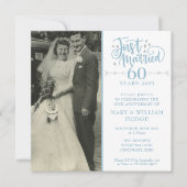 Jubiläum Just Married Wedding Foto Square Einladung (Vorderseite)