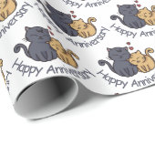 Jubiläum Katzen mit Herz Geschenkpapier (Rolleneckpunkt)