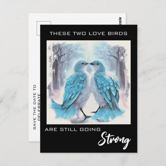 *~* Jubiläum Künstlerische Liebesvögel Winter AP54 Postkarte (Vorne/Hinten)