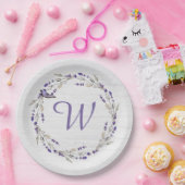 Jubiläum Lavender Wreath Monogram Pappteller (Party)