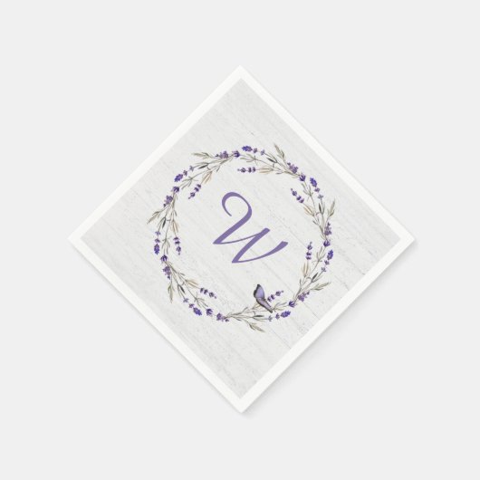 Jubiläum Lavender Wreath Monogram Serviette (Ecke)