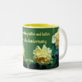 Jubiläum Liebe Gelbe Rosen Blume Personalisiert Zweifarbige Tasse (VorderseiteRechts)