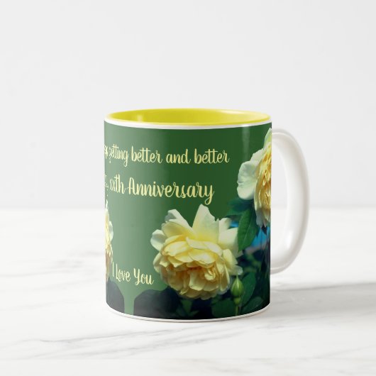 Jubiläum Liebe Gelbe Rosen Blume Personalisiert Zweifarbige Tasse (VorderseiteRechts)