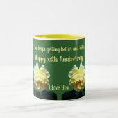 Jubiläum Liebe Gelbe Rosen Blume Personalisiert Zweifarbige Tasse (Mittel)