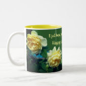 Jubiläum Liebe Gelbe Rosen Blume Personalisiert Zweifarbige Tasse (Links)