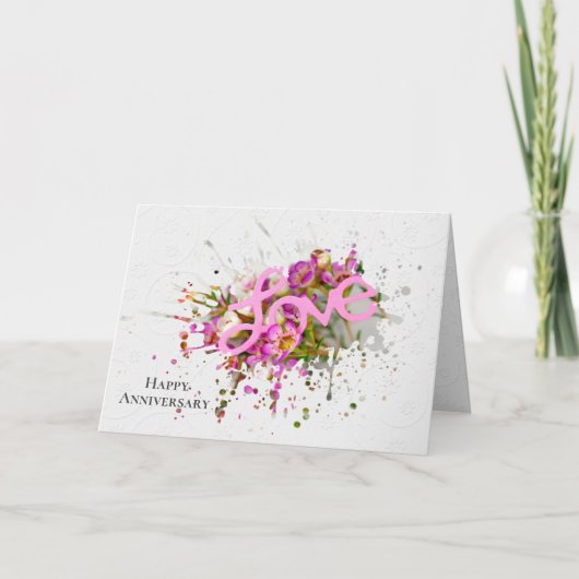 Jubiläum-Liebe in Splash-Rahmen Dankeskarte (Vorderseite)