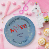 Jubiläum Liebe Red Heart Personalisiert Pappteller (Party)