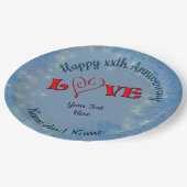 Jubiläum Liebe Red Heart Personalisiert Pappteller (Schrägansicht)