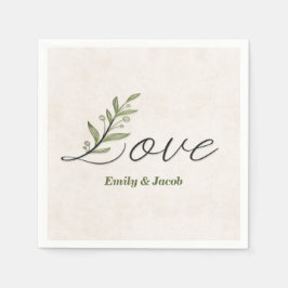 Jubiläum Liebe Schriftart mit Blätter Serviette