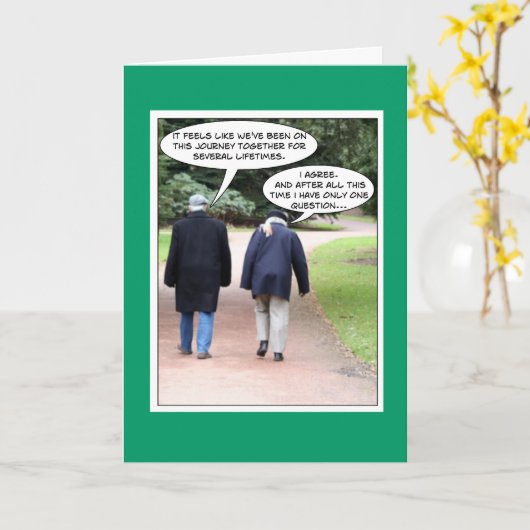 Jubiläum, lustige Karte (Gelbe Blume)