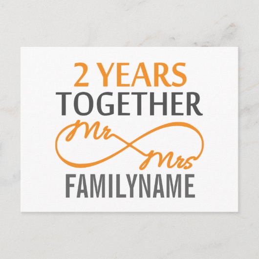 Jubiläum & Mrs. Infinity Personalisiert Postkarte (Vorderseite)