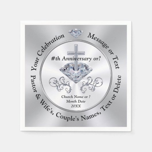 Jubiläum Napkins, Pastor Wertschätzung, Serviette (Vorderseite)