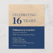 Jubiläum Navy Blue Gold Einladungen (Vorderseite)