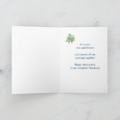 Jubiläum, Niedliche romantische Papageien, Vögel Karte (Innenseite)