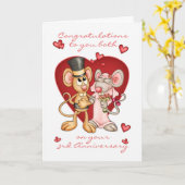 Jubiläum - niedlicher Mäuse-Jubiläum Karte (Gelbe Blume)