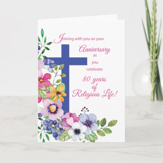 Jubiläum Nun Religious Life Cross Blume Karte (Vorderseite)