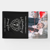 Jubiläum Onyx Herz personalisiertes Foto Banner (Horizontal)