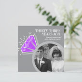 Jubiläum Party Amethyst Ring zwei Fotos Einladung (Stehend Vorderseite)