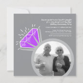 Jubiläum Party Amethyst Ring zwei Fotos Einladung (Rückseite)