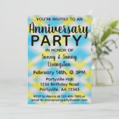Jubiläum Party Blue Gefärbte Krawatte Einladung (Stehend Vorderseite)