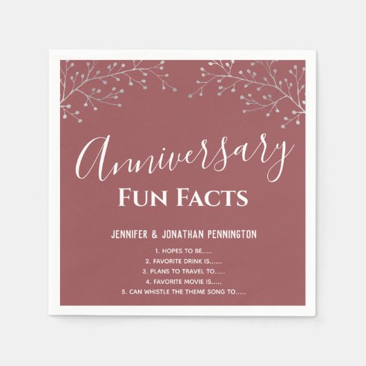 Jubiläum Party Blumenspass Fakten Napkins Serviette (Vorderseite)