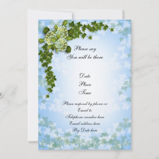 Jubiläum Party Einladung Hydrangeas und i (Rückseite)