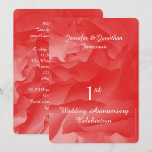 Jubiläum Party Elegante Korallen Rosa Rosenblätter Einladung