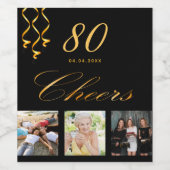 Jubiläum-Party-Foto mit schwarzem Goldjubelschrift Weinetikett (Einzelnes Label)