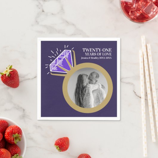 Jubiläum Party Iolite lila Ring Foto Serviette (Beispiel)