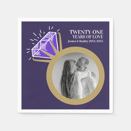 Jubiläum Party Iolite lila Ring Foto Serviette (Vorderseite)