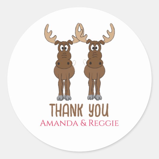 Jubiläum-Party Niedlich Danke Moose Runder Aufkleber (Vorderseite)