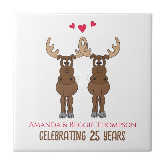 Jubiläum-Party Niedlich Whimsical Moose Fliese (Vorderseite)