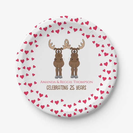 Jubiläum-Party Niedlich Whimsical Moose Pappteller (Vorderseite)