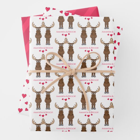 Jubiläum-Party Niedliche Elche Geschenkpapier Set (Beispiel)