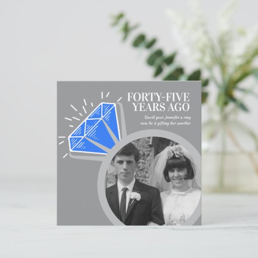 Jubiläum Party Saphire Ring zwei Fotos Einladung (Stehend Vorderseite)