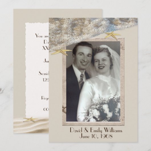 Jubiläum Partys Starfish Foto Rahmen Einladung (Vorne/Hinten)