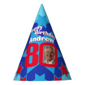 Jubiläum personalisierter Foto-Stern-Name Partyhütchen (Vorderseite)