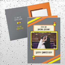 Jubiläum phantastischer Mann Grauorange Foto Karte