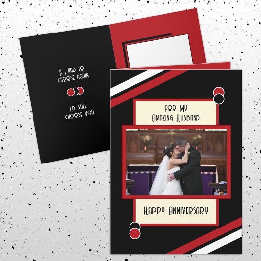 Jubiläum phantastischer Mann schwarz rotes Foto Karte