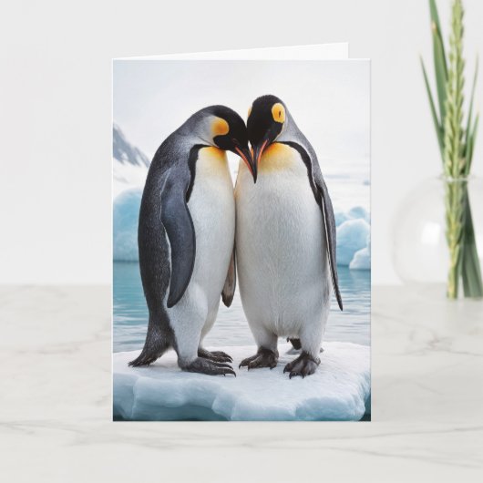 Jubiläum Pinguin Couple on Iceberg Karte (Vorderseite)
