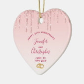 Jubiläum Pink Glitzer Tropfen Keramik Ornament (Links)