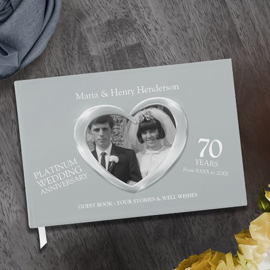 Jubiläum Platin Hochzeit Foto Herzen 70 Jahre Gästebuch