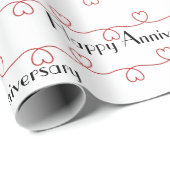 Jubiläum Red Hearts on White Geschenkpapier (Rolleneckpunkt)