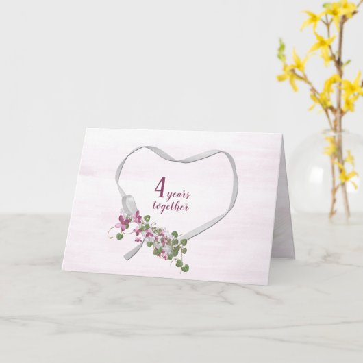 Jubiläum: Ribbon Heart Card Karte (Gelbe Blume)