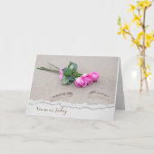 Jubiläum rosa Rosen am Strand Karte (Gelbe Blume)