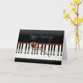 Jubiläum Rose am Klavier Karte (Gelbe Blume)