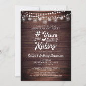 Jubiläum Rustic Holz String Lights Mason Jars Einladung (Vorderseite)