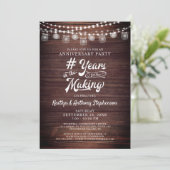 Jubiläum Rustic Holz String Lights Mason Jars Einladung (Stehend Vorderseite)