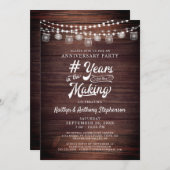 Jubiläum Rustic Holz String Lights Mason Jars Einladung (Vorne/Hinten)