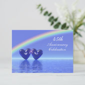 Jubiläum Sapphire Hearts Einladung (Stehend Vorderseite)